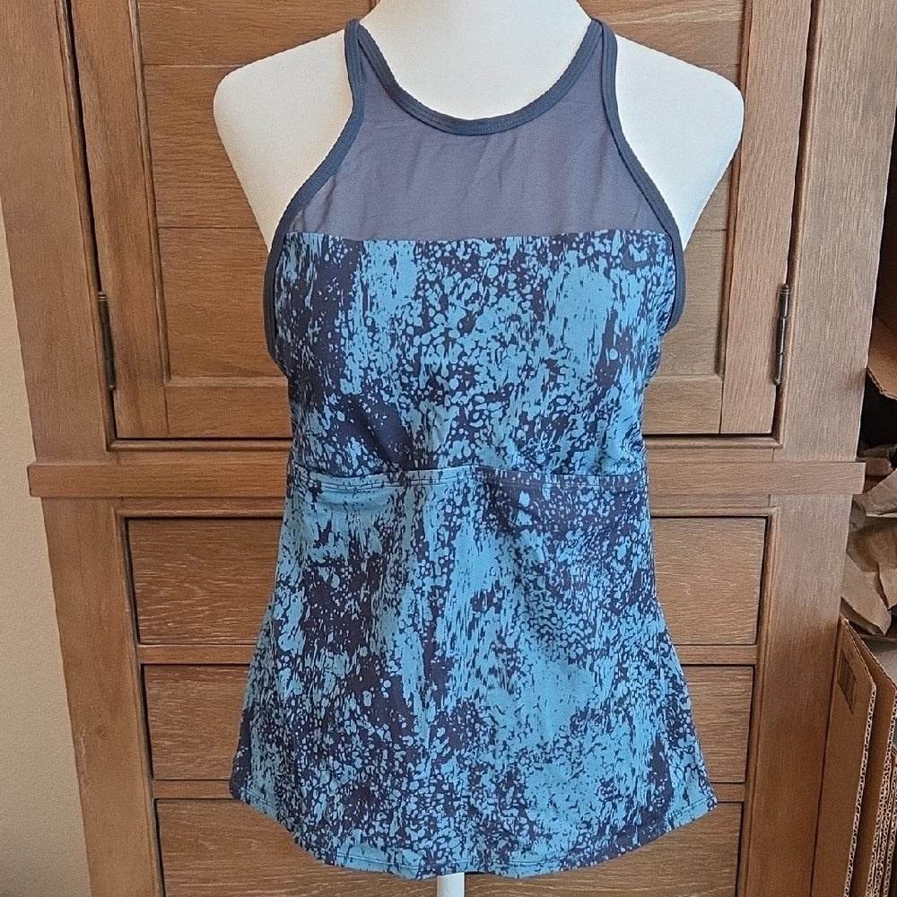 Nike Turquoise Navy Splatter Tankini Size L